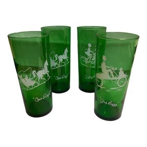 Vintage - Anchor Hocking - Green Tom Collins Glasses -
